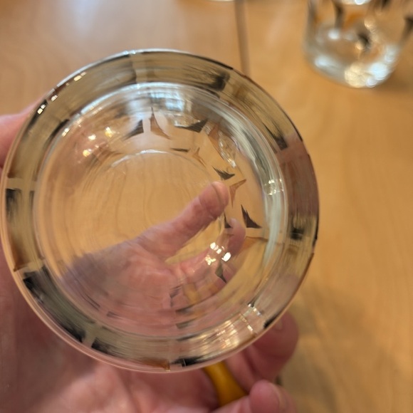 Vintage MCM Black & Gold Atomic Arrow Diamond Glasses. Set of four. - Picture 4 of 4